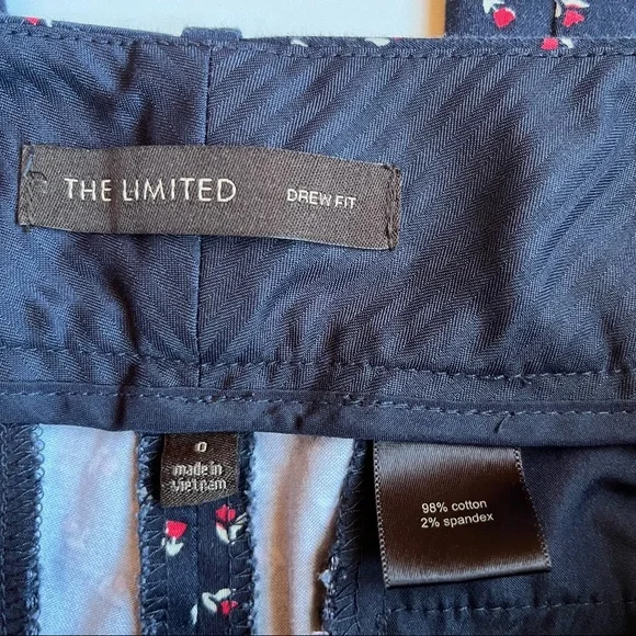THE LIMITED Drew Fit Navy Ankle Pant Size 0 Floral Print Slim Fit - Picture 8 of 8